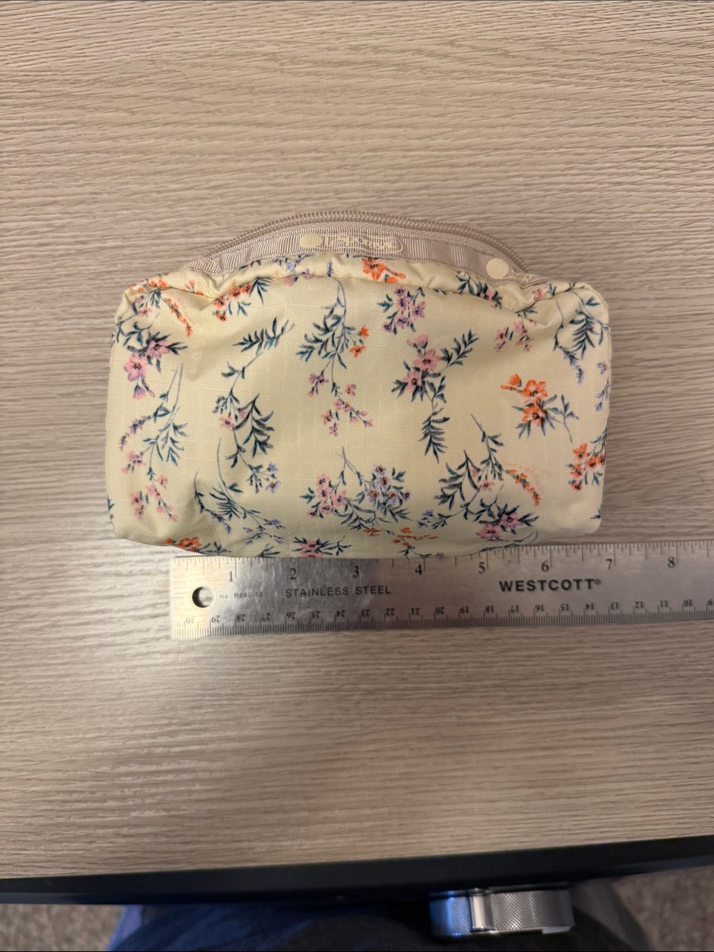 Lesportsac Floral Cosmetic Pouch - Cream with Pink & Orange Accents